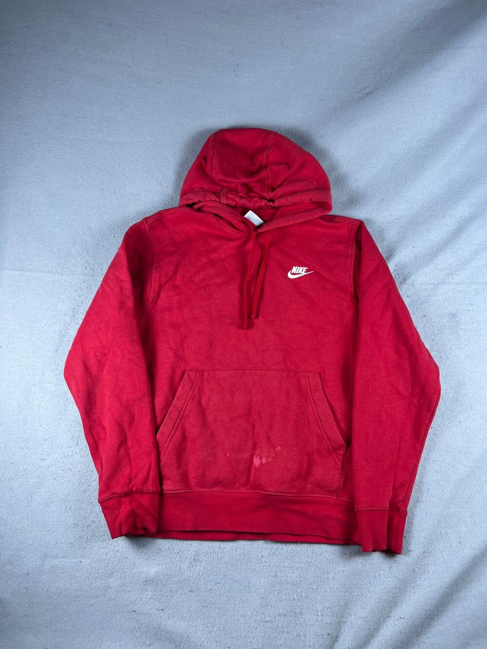 Nike Hoodie Adult S Red Drawstring Club Fleece Logo Pocket Pullover Sweatshirt